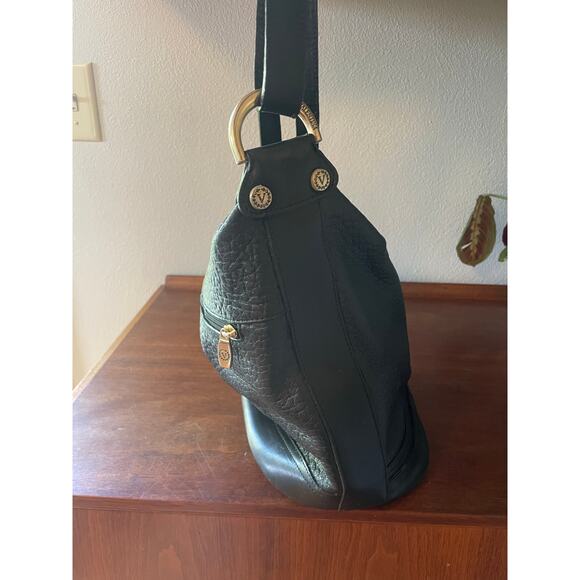 Valentina Italia Black Pebbled Leather Bucket Shoulder Bag - Picture 5 of 13